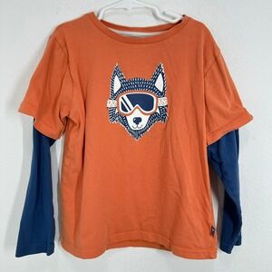 Kite Orange Blue Long Sleeve T-Shirt‎ Skiing Wolf Graphic Kids 9 Years School